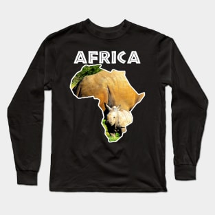 African Wildlife Continent Rhinoceros Calf Long Sleeve T-Shirt